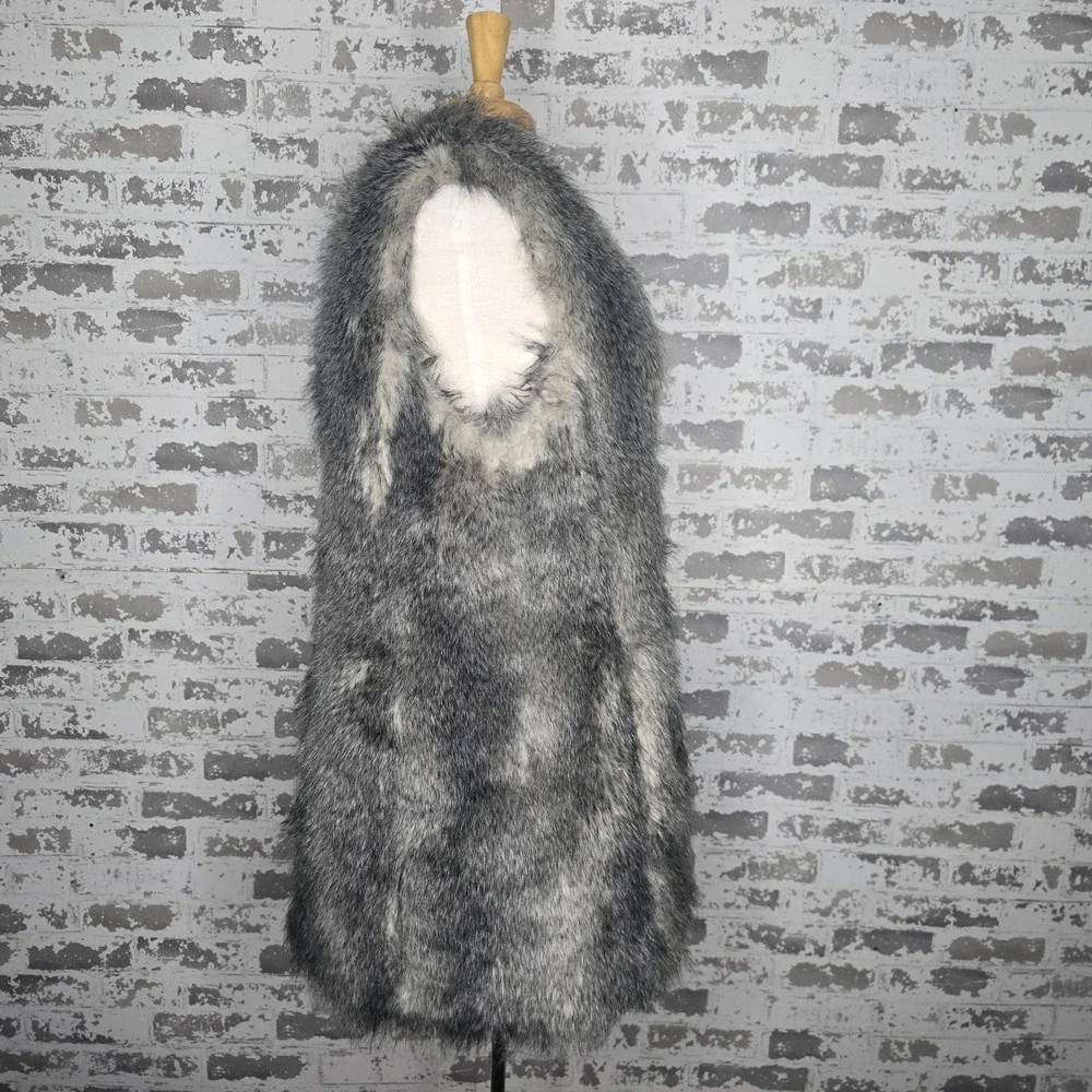 Banana‎ Republic Faux Fur Vest Coat Jacket Womens Medium Sleeveless Lined Boho